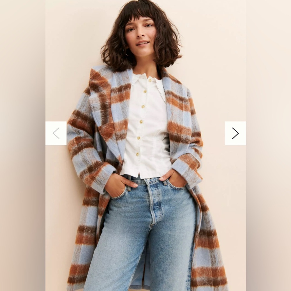 If By Sea Plaid Ruffled Overcoat